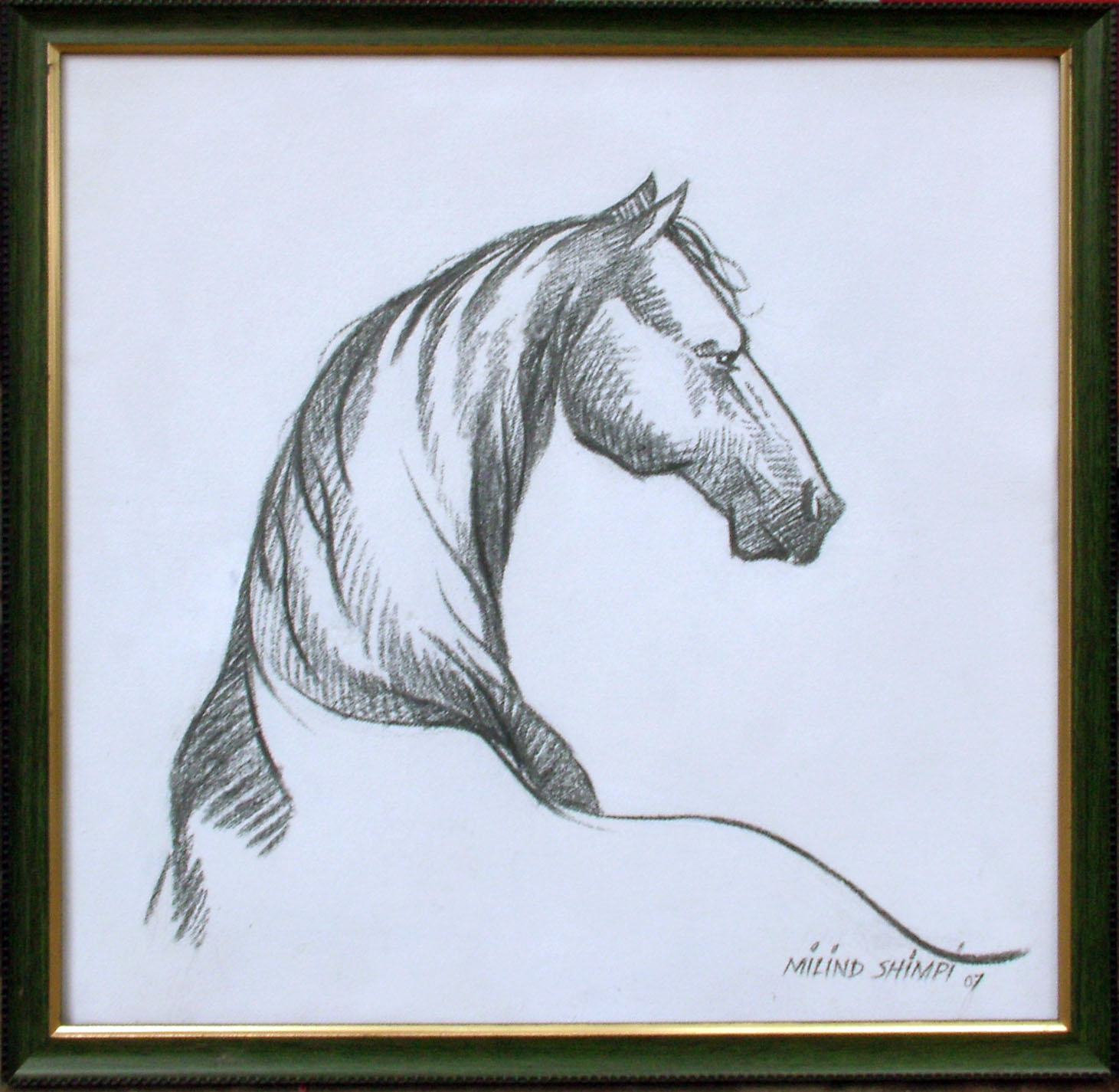 Charcoal study of a horse's head — every painting begins in drawing